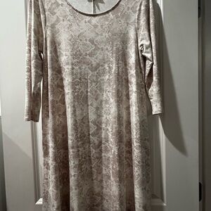 J.B.S. Beige Snake Print 3/4 Length Sleeve Dress